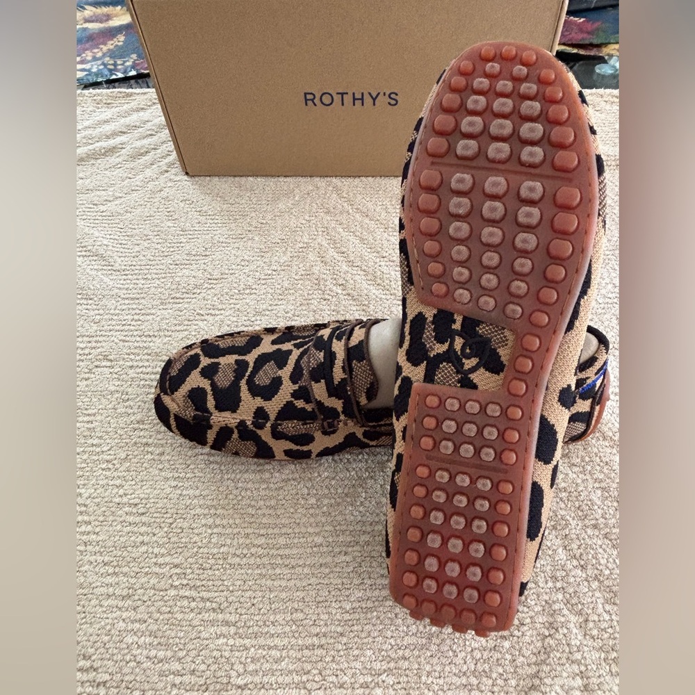 Rothy's Tan and Black Animal Print Loafers - Picture 3 of 5
